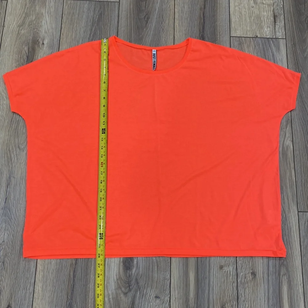 JUST FEMALE Oversized Neon Orange/Pink S/M Tee Shirt - Picture 7 of 11